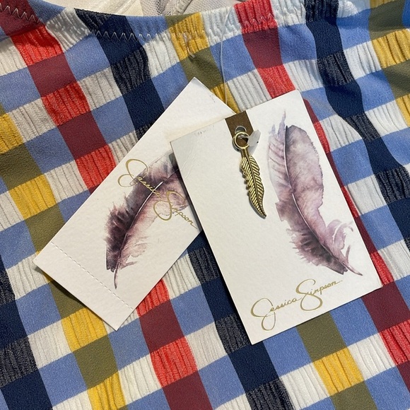 Jessica Simpson Colorful Tankini Bikini Top with a built in bra Size small - Picture 3 of 9